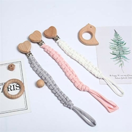 3 Stück Baby Schnullerkette Clip, Unisex-Schnullerketten für Baby mit Kunststoff Clip Schnullerband Stoff für Lätzchen Dreieckstuch Sauger Schnuller (A1) - 1