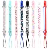 8 Stück Baby Schnullerketten, Schnullerband Clips Baby, Nuckelkette Stoff, Schnuller Halter Leinen Set für Alle Schnuller Baby Jungen Mädchen Zahnen Spielzeug - 1