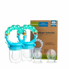 Baby Fruchtsauger Schnuller für Obst und Gemüse - Aus Premium Silikon zu 100% BPA-frei - Fruchtschnuller Set (Blau) - 1