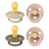 BIBS Colour Schnuller 4er-Pack, BPA-frei, Kirschform Nippel. Naturkautschuk / Latex, Hergestellt in Dänemark. 0-6 Monate (4er Pack), Baby Blush Colours - 1