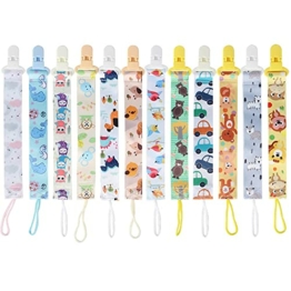 Bubuyun 12 Stück Schnullerketten Mädchen Baby Schnullerband für Schnur mit Clips Schnuller Clip Lang Schnullerkette Nuckelkette Leicht und Mehrfarbig Süße Schnullerketten - 1