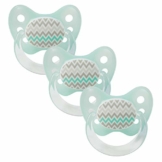 Dentistar® Silikon Schnuller 3er-Set – Größe 3 ab 14 Monate – Zahn- & kieferfreundlicher Silikonschnuller mit Dental-Stufe – Grün mit Wellen-Motiv – BPA-frei – Made in Germany - 1