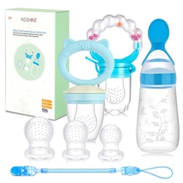 Fruchtsauger Baby Feeder Obst Fütterung Babynahrung Rassel Schnuller Silikon Flasche Löffel für Kleinkinder (Blau Neu) - 1