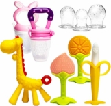 HONGTEYA Beißring für babys 6 Stück Beißring Spielzeug BPA-frei Fruchtsauger Baby 2 Silikon Sauger in 3 Größen Weich Sicher Silikon - 1