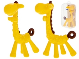 IKONKA Beißring aus Silikon für Zähne Beißringe für Säuglinge Zahnungshilfen für Babys Hergestellt aus Sicherem Silikon Beißring in Form Sympathischen Giraffe Maße der Giraffe 13 cm - 1