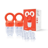 LoveNoobs Babynahrung Ernährer Schnuller - 2 Pack, Obst Ernährer, 2in1 Silikon Futter und Beißring, Beißspielzeug für Kleinkinder, 4 zusätzliche Silikon Schnuller, BPA freie Baby Essentials - 1