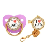 Mehrfarbig Schnuller Frühchen Silikonring Kirschform Schnuller Schnullerkette Set Junge Pacifier Holder Mit I Love Dad Schnuller Brustwarzenform Entwöhnungsschnuller Personalisierte Baby Geschenk - 1