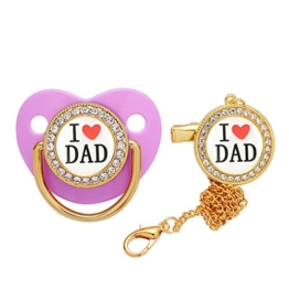 Mehrfarbig Schnuller Frühchen Silikonring Kirschform Schnuller Schnullerkette Set Junge Pacifier Holder Mit I Love Dad Schnuller Brustwarzenform Entwöhnungsschnuller Personalisierte Baby Geschenk - 1