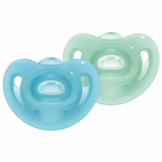 NUK Sensitive Schnuller | 6-18 Monate | 100 % Silikon für zarte Haut | BPA-frei | blau & grün | 2 Stück - 1