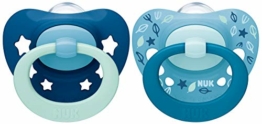 NUK Signature Schnuller | 18-36 Monate | BPA-freier Schnuller aus Silikon | blaugrüne Sterne | 2 Stück - 1