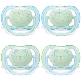 Philips Avent Schnuller ULTRA AIR Night // 0-6 Mo // Boys blau/grün 4er Set // inkl.2 Sterilisationsboxen - 1