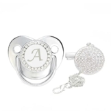 Schnuller 0-6 Puppen Silber Schnuller Kirschform Entwöhnungsschnuller Schnullerbox Personalisierte Baby Geschenk Pacifier Chain Schnuller 18-36 Monate Pacifier Holder Box Babyschnuller Silber A - 1