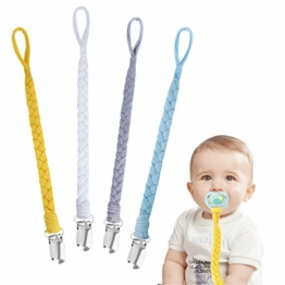 Schnullerkette Baumwolle Schnullerband Baby Schnullerketten für Neugeboren Mädchen und Jungs Lätzchen Dreieckstuch Sauger Schnuller 4 Stücke #8 - 1