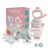 TABRIX® Fruchtsauger Baby ab 3 Monate & Kleinkind (2x) - Zahnungshilfe Baby mit Druckfunktion für Beikost -BPA-Frei- Alternative für Schnuller/Beißring Baby - Baby Geschenk - Baby Essen Zubehör - 1