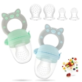 Tinabless Fruchtsauger Baby Set,2 Fruchtsauger für Baby + 6 Aufsätze/Fruchtsauger Baby ab 3 Monate/BPA-freie Zahnungshilfe/Schnuller zum Befüllen mit Obst, Gemüse & Baby Essen - 1