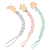 Vicloon 3 Stück Baby Schnullerkette Clip,Baumwolle Schnullerband Mädchen und Jungs,Nuckelkette für Lätzchen Dreieckstuch Sauger, personalisierte Baby Geschenk - 1