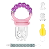 Vicloon Fruchtsauger Baby,Fruchtsauger Set mit Schnullerkette, Schwammbürste,3 Silikon Sauger Ersatz ,BPA-freie Zahnungshilfe , fruchtsauger baby ab 3 monate für Obst, Gemüse, Brei und Beikost… - 1