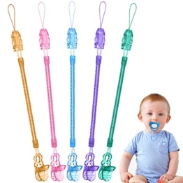 Vicloon Schnullerband Baby,5 Stück Unisex-Schnullerketten for Baby,Baby Schnullerkette Clip Geschenk zum Baby-StretchStil - 1